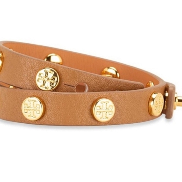 VEUC Tory Burch Camel Leather Bracelet with Gold Accents Preloved. Just Lovely - Picture 3 of 3